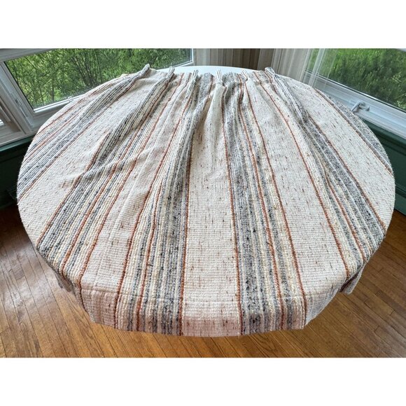 Vintage 70s pleated curtain, tan, rust, blue vertical stripes, price per panel - Picture 1 of 9